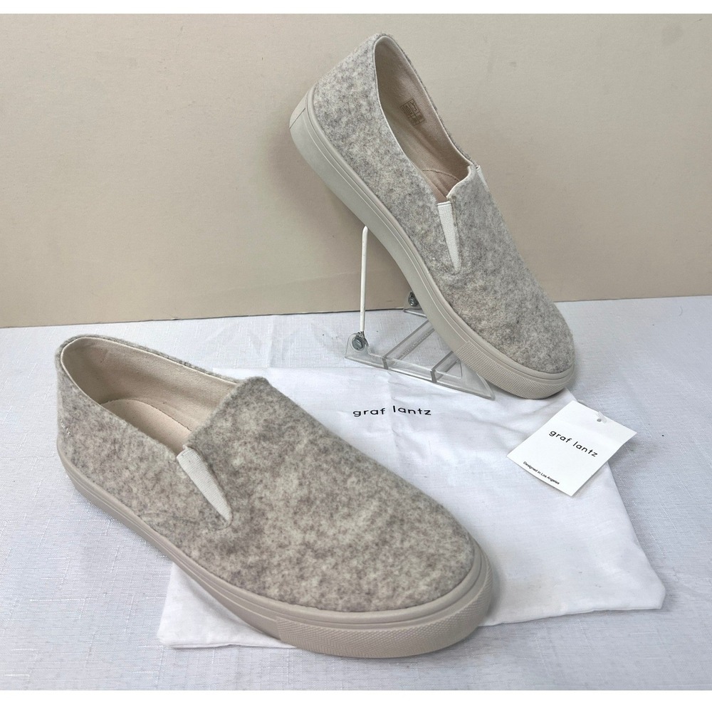 Graf Lantz Slip On Sneakers Mens 42 Oatmeal New Wool Felt Merino Spain Comfort